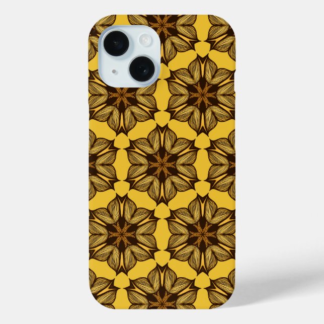 Yellow Abstract Floral Pattern Case-Mate iPhone Case (Back)