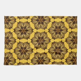 Yellow Abstract Floral Pattern Kitchen Towel