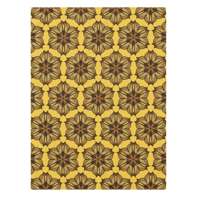 Yellow Abstract Floral Pattern Tablecloth (Front)