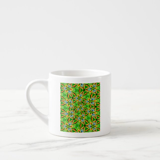 Yellow Abstract Flower Pattern Espresso Cup (Left)