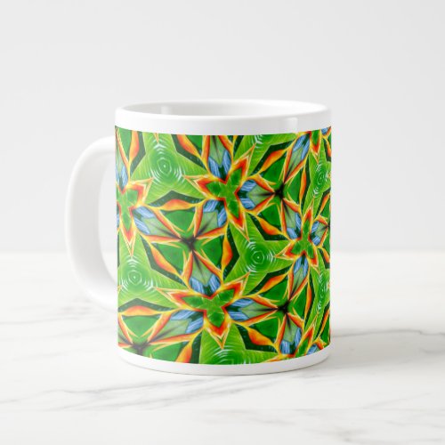 Yellow Abstract Flower Pattern Giant Coffee Mug