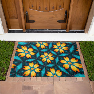 Yellow Abstract Flowers Doormat