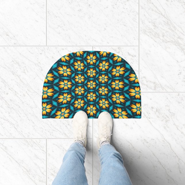 Yellow Abstract Flowers Doormat (Indoor)