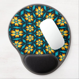 Yellow Abstract Flowers Gel Mouse Pad