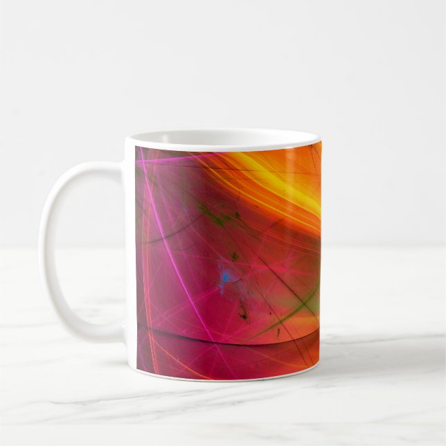 yellow abstract fractal background 3d rendering3d, coffee mug (Left)