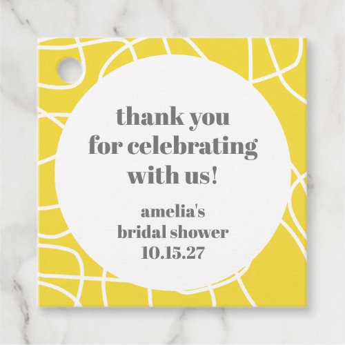Yellow Abstract Line Custom Bridal Shower Thanks Favor Tags