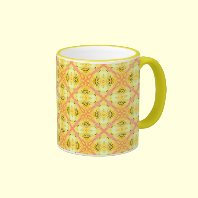 Yellow Abstract Modern Floral Lattice Mug