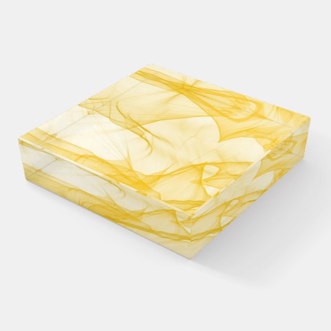 Yellow Abstract Pattern Paperweight (Angled)