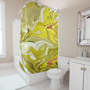 Yellow abstract pattern shower curtain