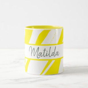 Yellow Abstract Personalized  Two-Tone Coffee Mug