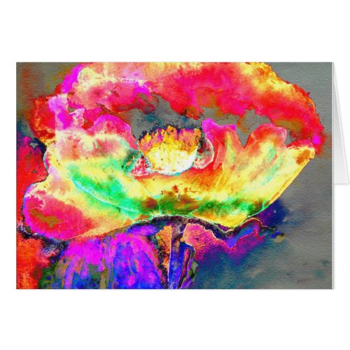 Yellow abstract poppy watercolor painting