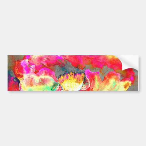 Yellow abstract poppy watercolor painting bumper sticker