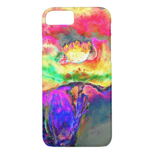 Yellow abstract Poppy Watercolor painting iPhone 87 Case