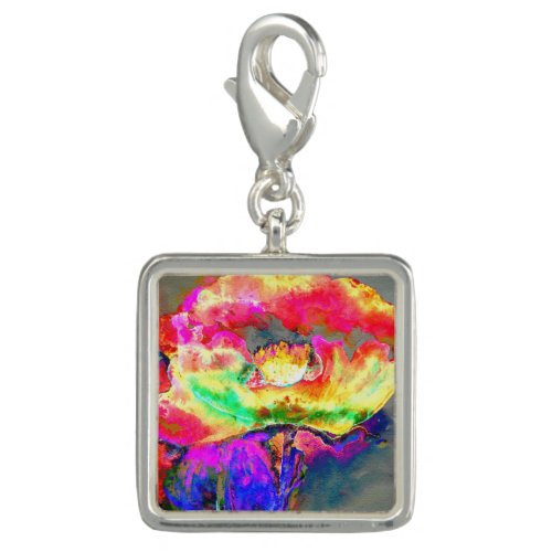 Yellow abstract poppy watercolor painting charm