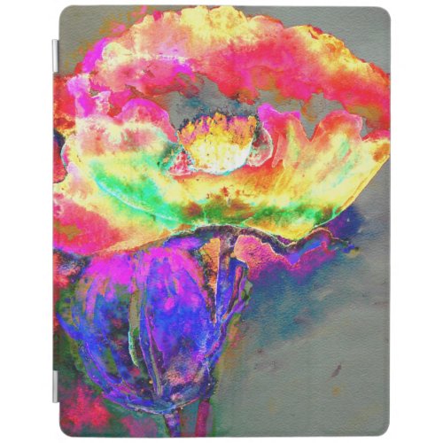 Yellow abstract poppy watercolor painting iPad smart cover