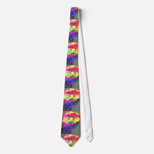 Yellow abstract poppy watercolor painting neck tie