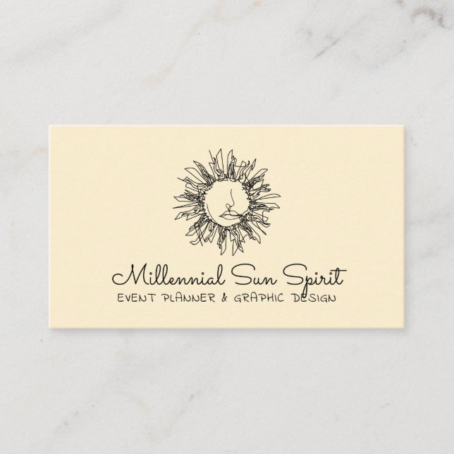 Yellow Abstract Spiritual Celestial Sun Tarot Business Card (Front)