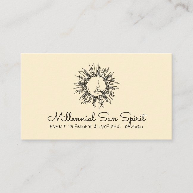 Yellow Abstract Spiritual Celestial Sun Tarot Business Card
