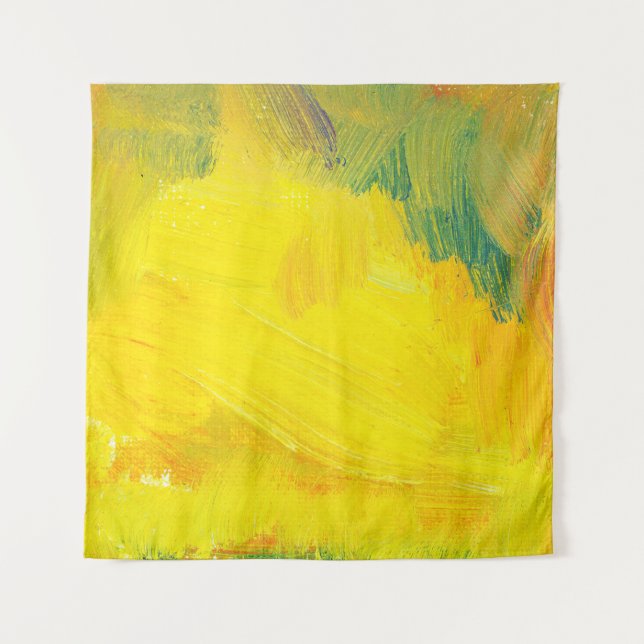 yellow abstract texture aol paind. hand drawn test tapestry (Front)