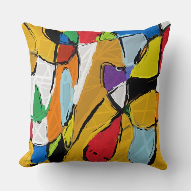 Yellow Abstract throw pillow (Front)