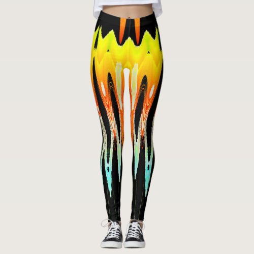 yellow abstract tulip design by Tron2021 Leggings