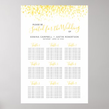 Yellow Abstract Watercolor Art Wedding Table Plan Poster by mylittleedenweddings at Zazzle