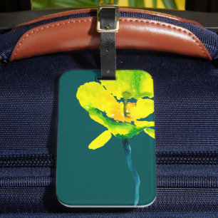 Yellow abstract watercolor loose floral luggage tag