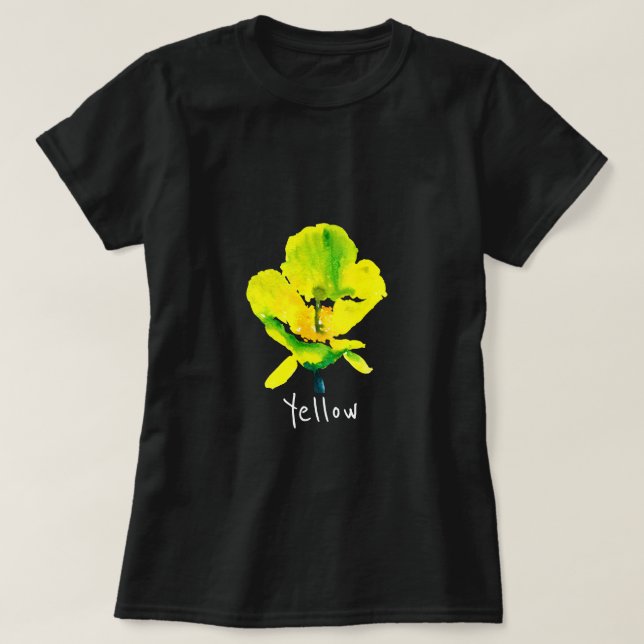 Yellow abstract watercolor loose floral T-Shirt (Design Front)