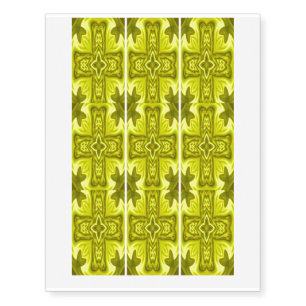 Yellow abstract wood cross temporary tattoos