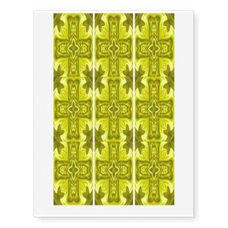 Yellow abstract wood cross temporary tattoos