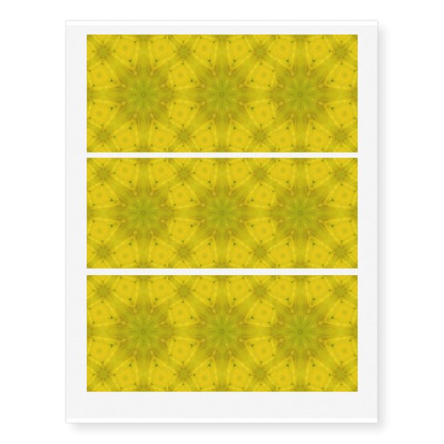 Yellow abstract wood pattern temporary tattoos (Front)