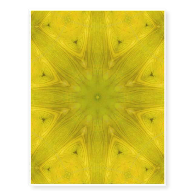 Yellow abstract wood pattern temporary tattoos (Front)
