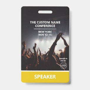 Yellow Access Pass QR Code Speaker Conference Badge