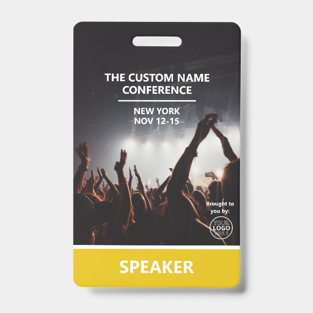 Yellow Access Pass QR Code Speaker Conference Badge (Front)