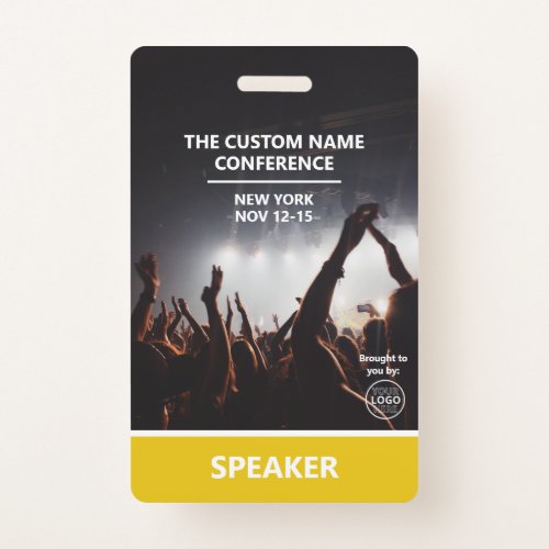 Yellow Access Pass QR Code Speaker Conference Badge