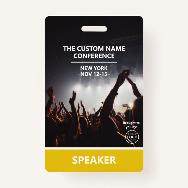 Yellow Access Pass QR Code Speaker Conference Badge (Front)