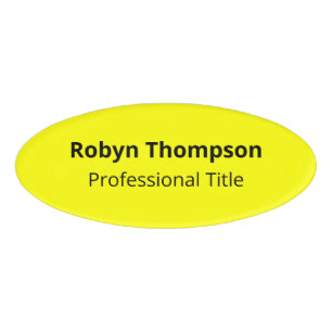 Yellow Acrylic Oval Name Tag Magnetic Professional