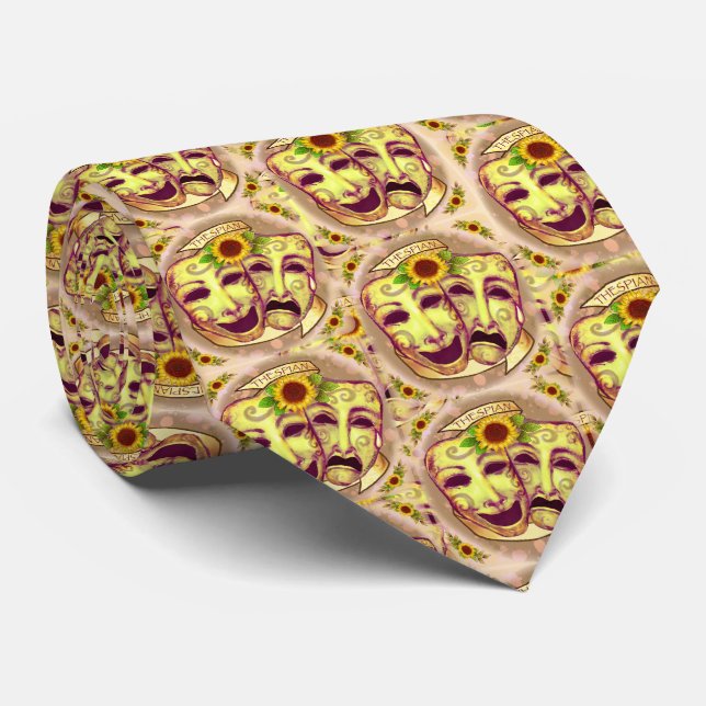 Yellow Actor Masks  Neck Tie (Rolled)