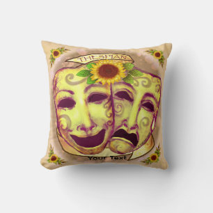 Yellow Actor Masks Throw Pillow