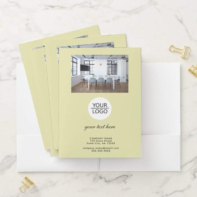 Yellow Add your Logo Custom Text Promotion Photo  Pocket Folder (In Situ)