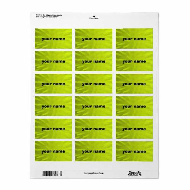 Yellow address labels with bright neon background (Full Sheet)