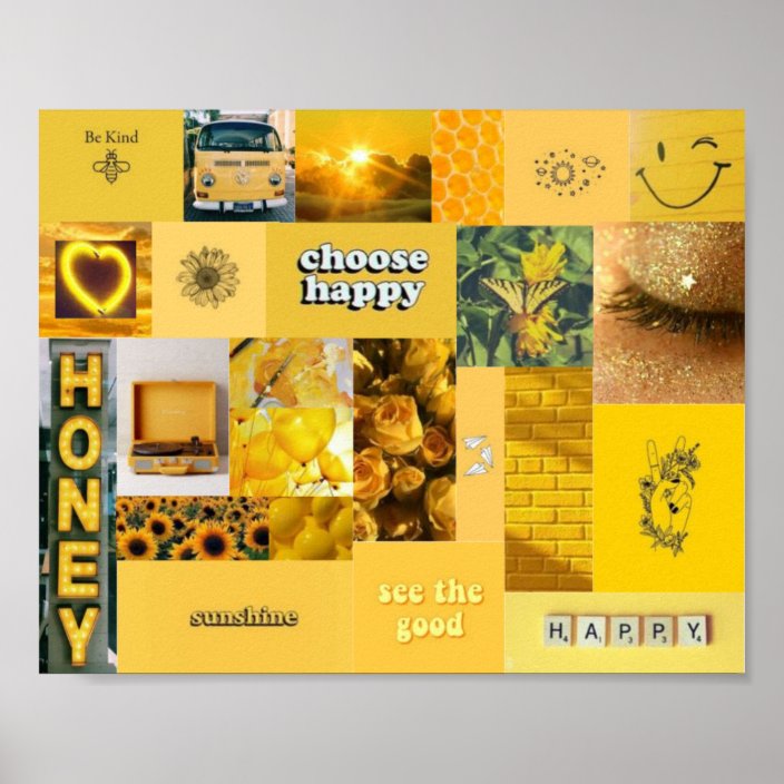 yellow aesthetic collage poster | Zazzle