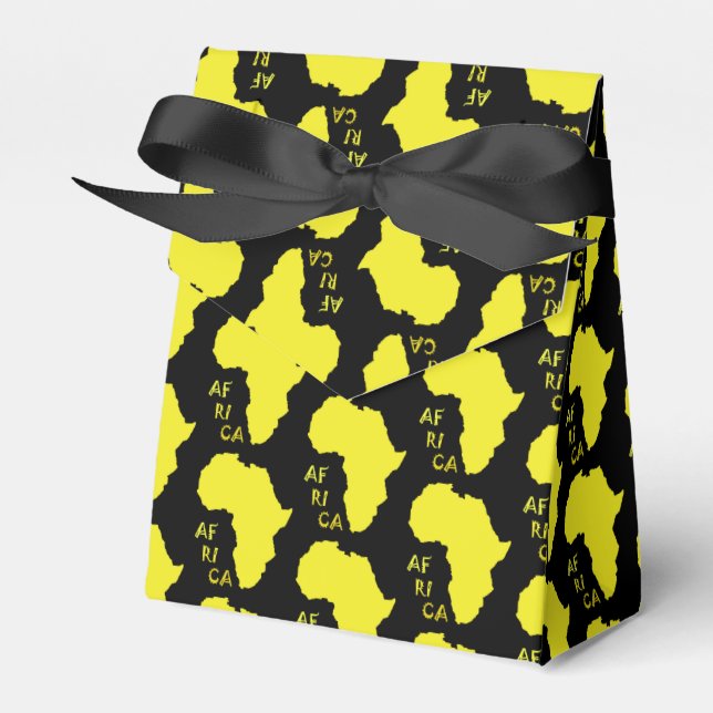 Yellow Africa Map Pattern Paper Favor Gift Box (Front Side)