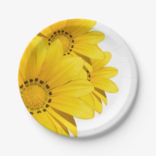 Yellow African Daisy Bouquet Paper Party Plates (Front)