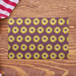 Yellow African Daisy Floral Pattern on Purple Cloth Placemat