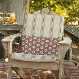 Yellow African Daisy Floral Pattern on Purple Lumbar Pillow