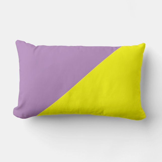 Yellow & African violet Solid Color Background Lumbar Pillow (Front)