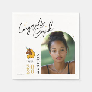 Yellow Afro Unicorn Graduation Napkins