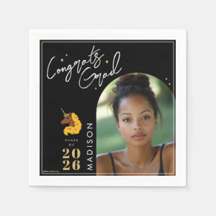 Yellow Afro Unicorn Graduation Napkins