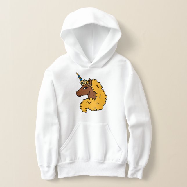 Yellow Afro Unicorn Hoodie (Laydown)